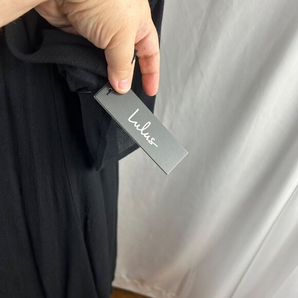 NEW Lulus Afterglow Strappy‎ Cold Shoulder Shift Dress Women Large Black Mini - Picture 14 of 15